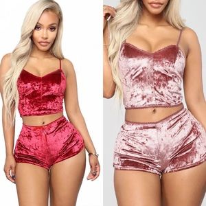 Valentines day red & pink velvet 2 pc pajama